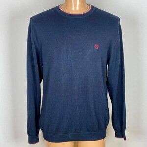 NWT Y2K Chaps Ringer Sweater Sz L Ralph Lauren Navy Cotton Preppy Old Money